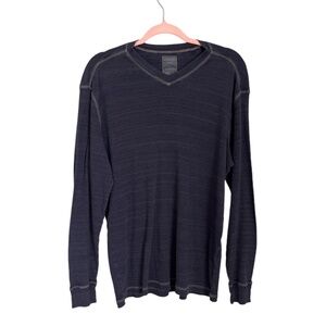 Cooper Jones Supply Men’s Navy Blue Long Sleeved Pullover V-Neck Shirt/Sweater L